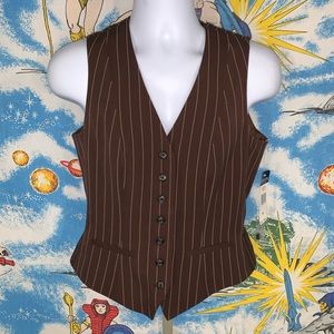 Chaps brown dress vest M NWT